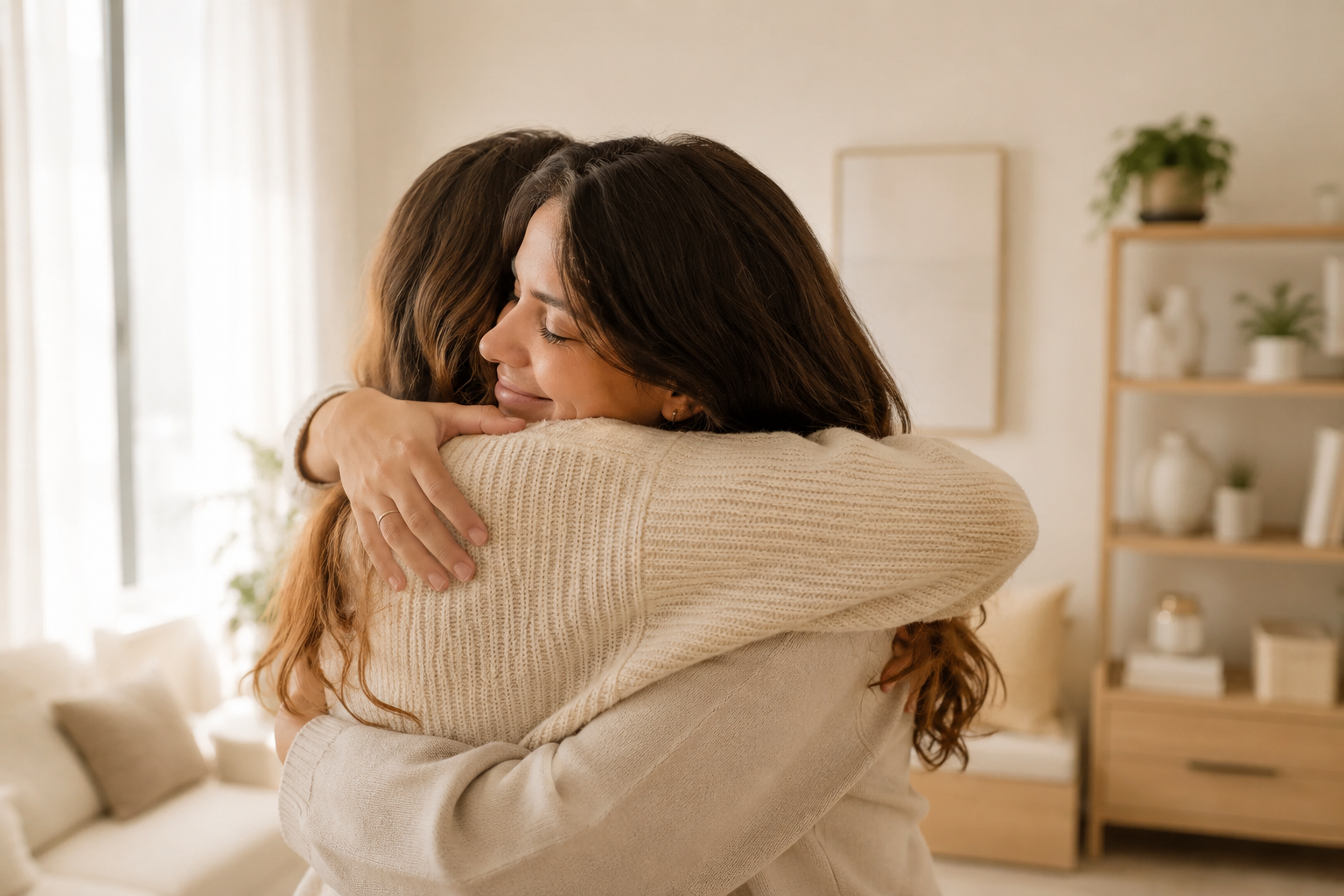 Dos mujeres se abrazan transmitiendo apoyo y consuelo